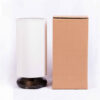 Lampe de table cylindrique minimaliste en bois avec abat-jour blanc