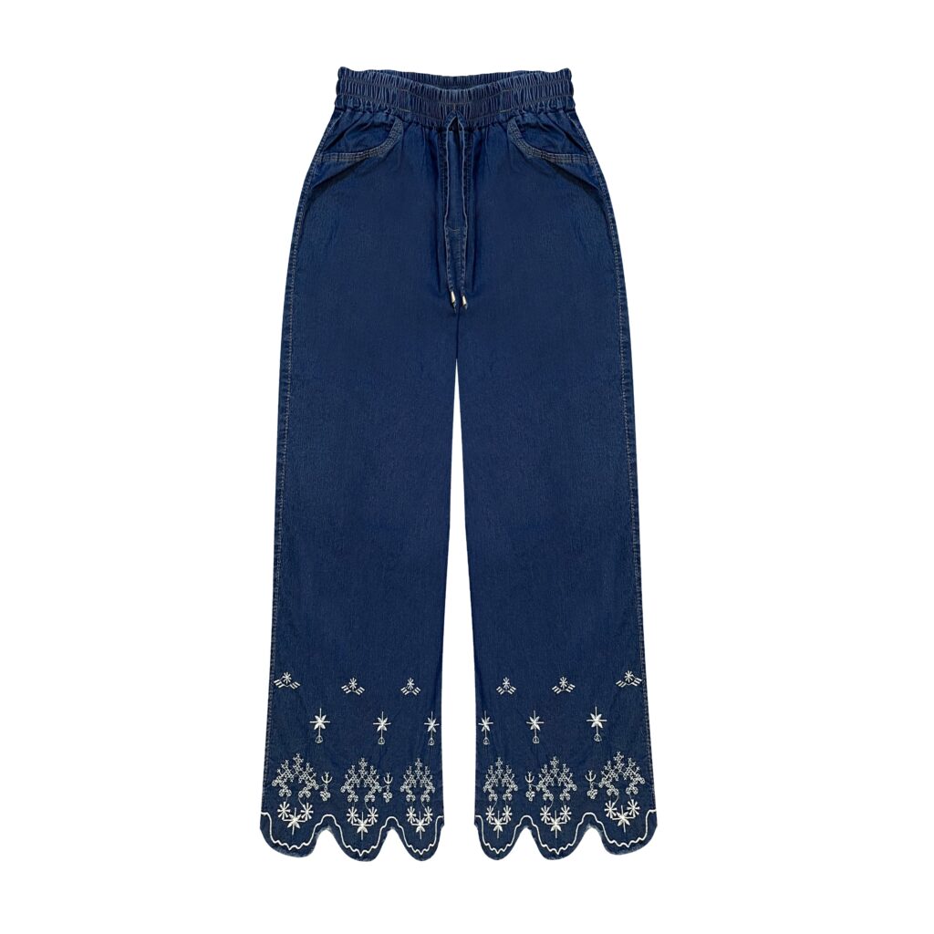 Jeans Baggy avec Design Floral pour Femme - Chic et Confortable
