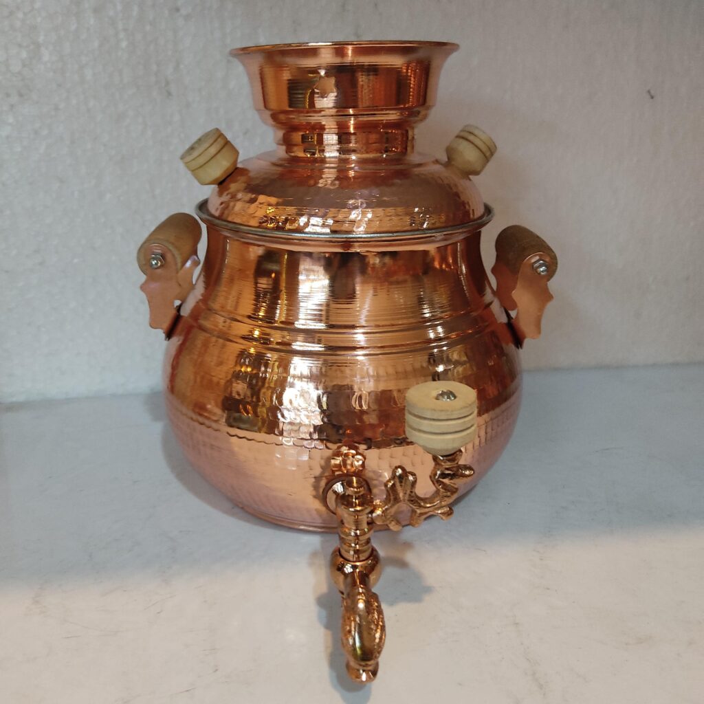 Samovar de thé en cuivre persan design martelé traditionnel 2 litres