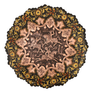 Plat décoratif en cuivre persan gravé – Design traditionnel Chogan