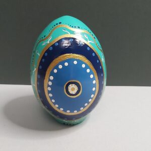 Œuf d’autruche décoratif persan peint à la main avec motif de l’œil protecteur (Nazar Boncuk)
