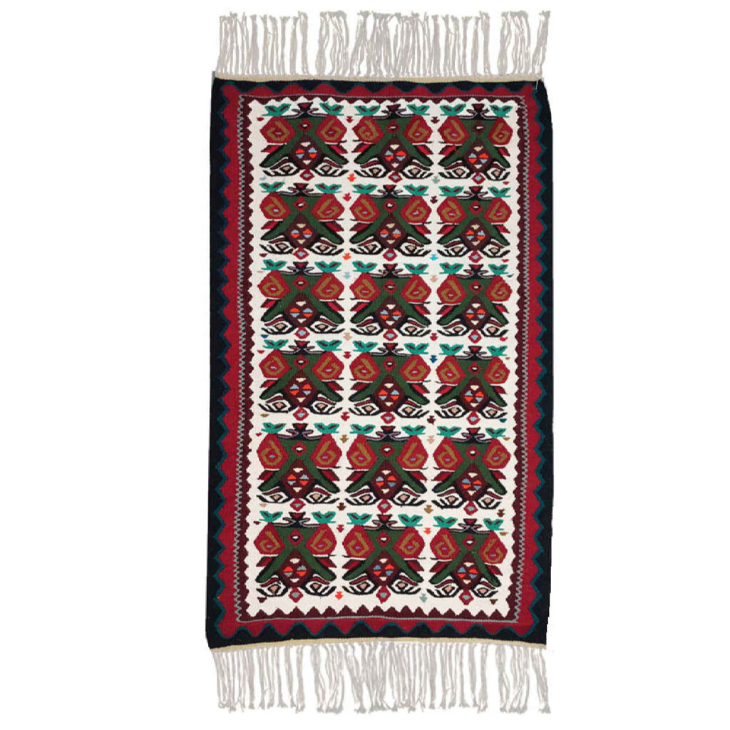 Tapis Kilim Persan authentique tissé à la main, géométrique rouge