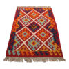 Tapis Kilim Persan en laine tissé à la main dans le Fars, Qashqai rouge