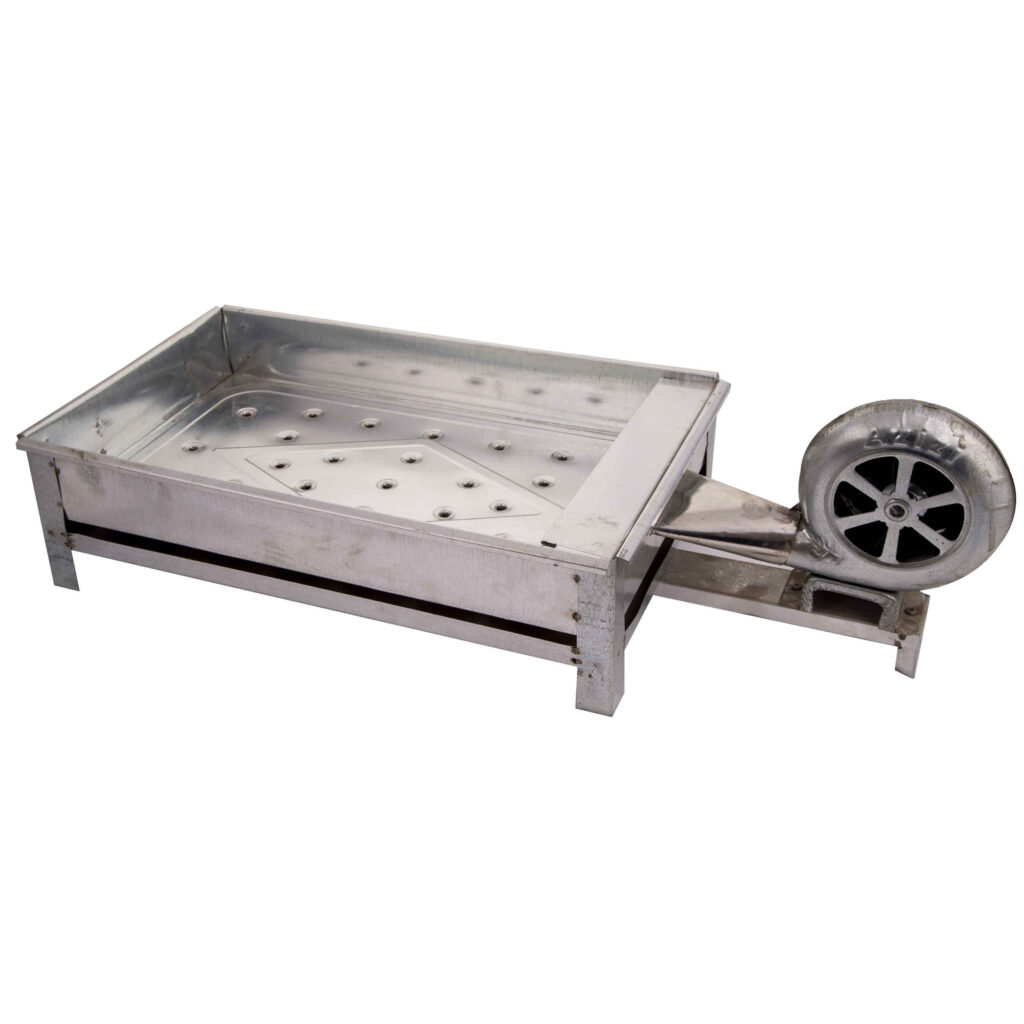 Gril à Charbon de Bois Portable Barbecue de Table avec Ventilateur Manuel pour la Cuisine en Extérieur