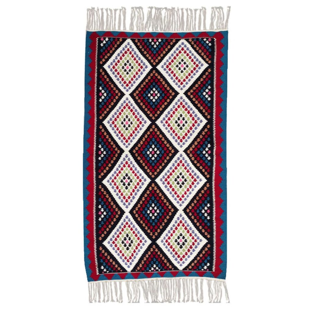 Tapis Kilim Qashqai Persan en acrylique, authentique tissé à la main