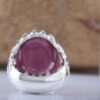 Bague en argent avec rubis rouge persan Élégance pour hommes, modèle carré, faite à la main