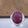 Bague en argent avec rubis rouge persan Élégance pour hommes, modèle carré, faite à la main