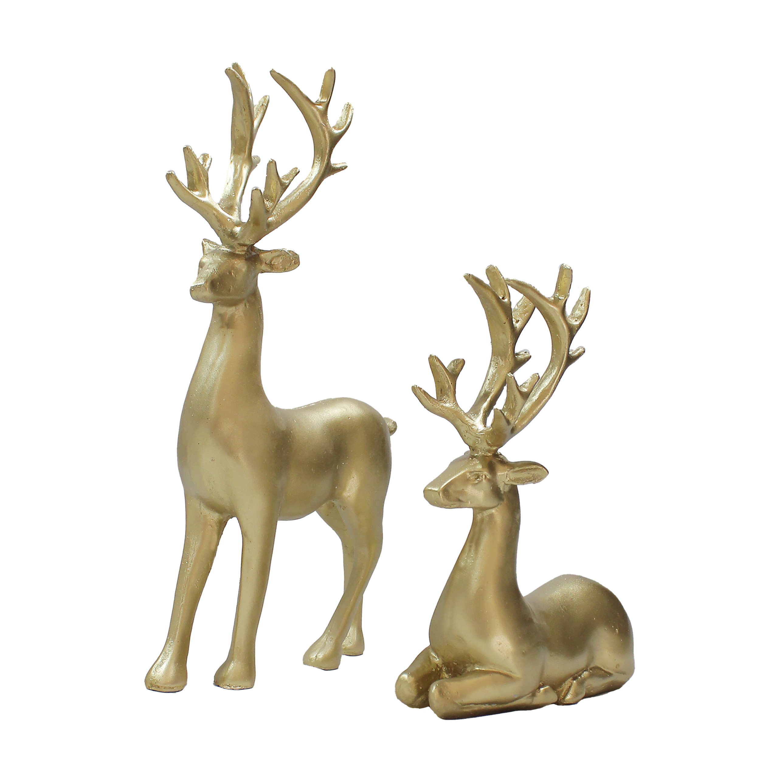 Ensemble de 2 figurines décoratives de cerfs - Sculptures artistiques pour décoration intérieure