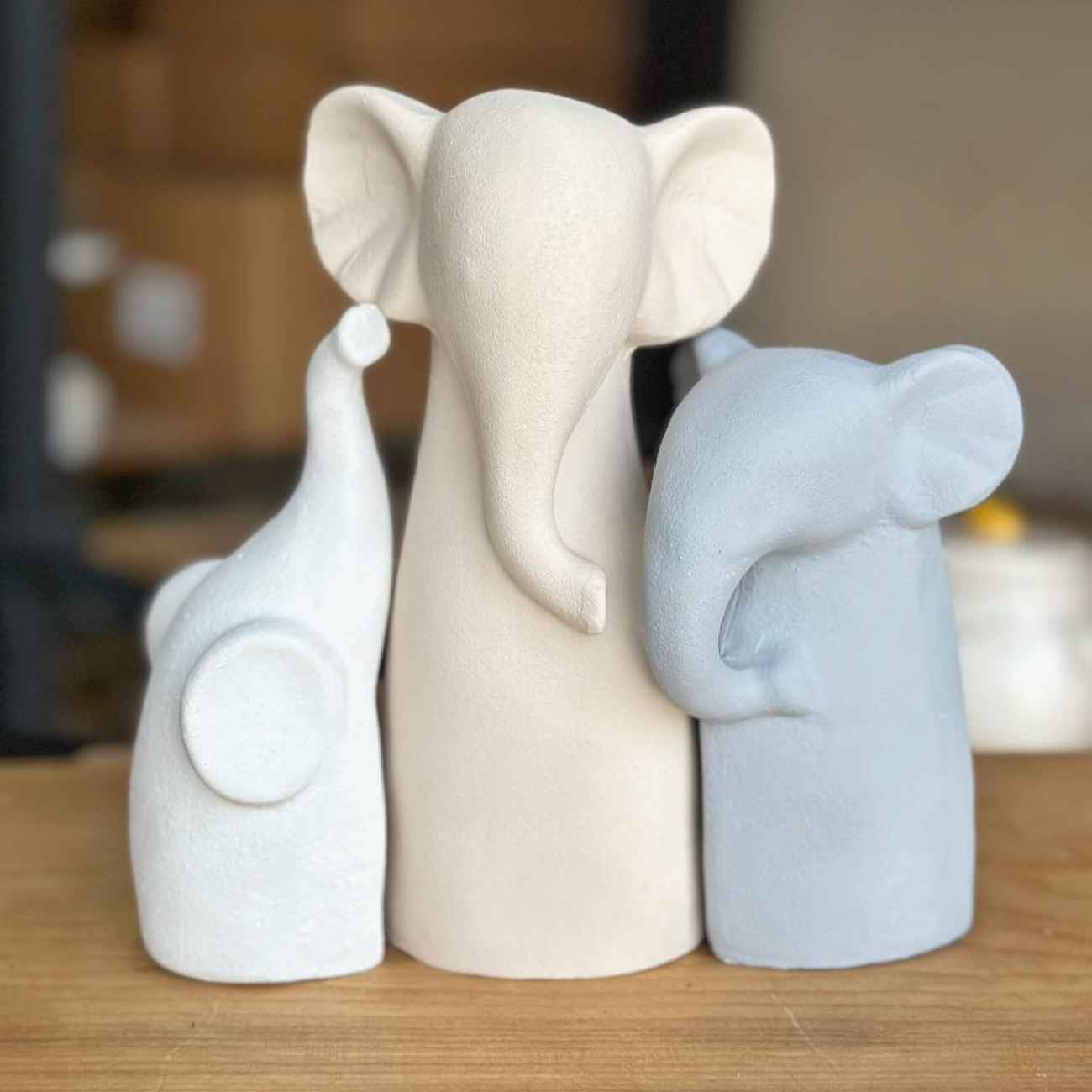 Ensemble de 3 figurines décoratives de famille d’éléphants – Pour votre espace de vie