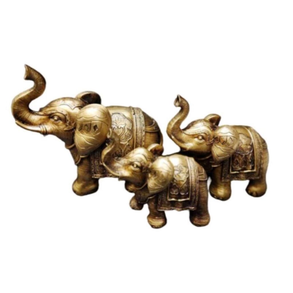 Ensemble de 3 figurines décoratives d'éléphants - Ensemble d'éléphants artistique