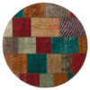 Tapis Persan Vintage Patchwork Noué à la Main Rond