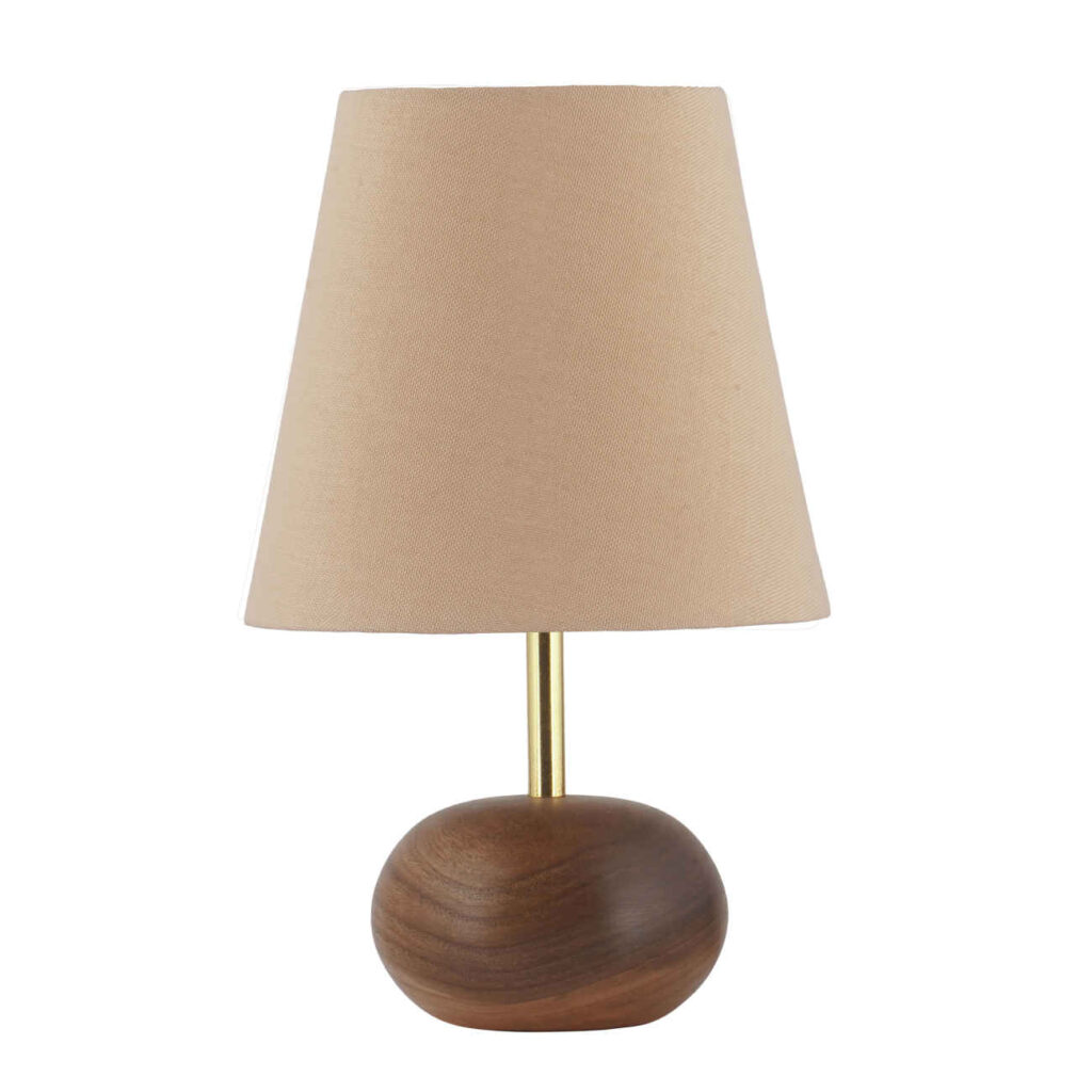 Lampe de table d'accent en bois avec abat-jour crème