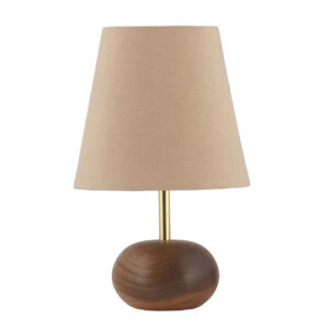 Lampe de table d’accent en bois avec abat-jour crème