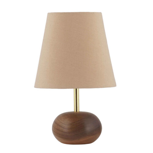 Lampe de table d’accent en bois avec abat-jour crème