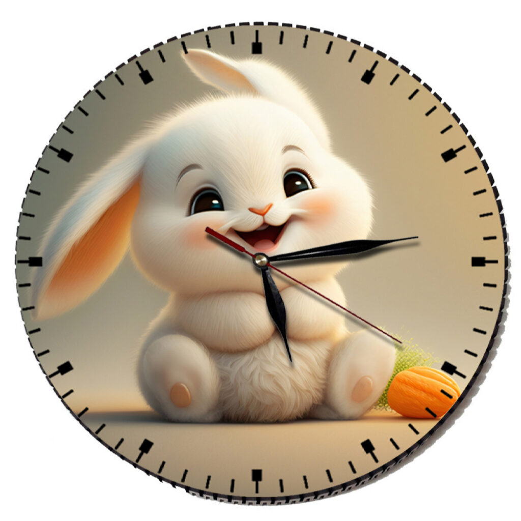 Horloge Murale en Bois pour Chambre d'Enfant Modèle Lapin