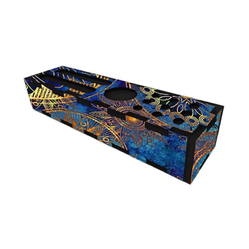 Magie Mandala – Organisateur de Bureau Complexe avec Travail Artistique du Bois