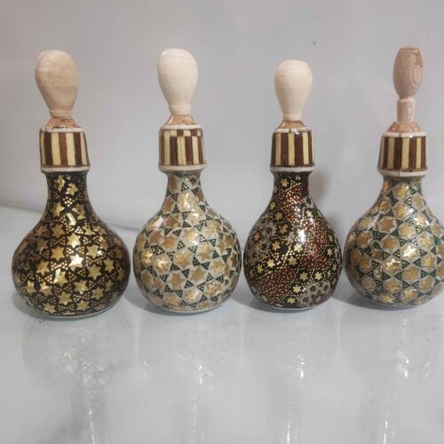 Porte-Kohl Persan Surma Dani en Bois avec Khatamkari (x4)