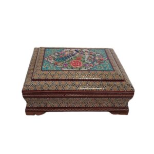 Boîte de Rangement en Bois pour Coran Fait Main Khatamkari – Décor Islamique Élégant