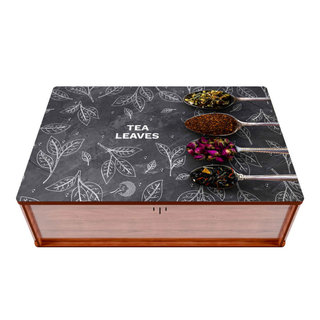 Boîte organisatrice en bois pour sachets de thé avec compartiments