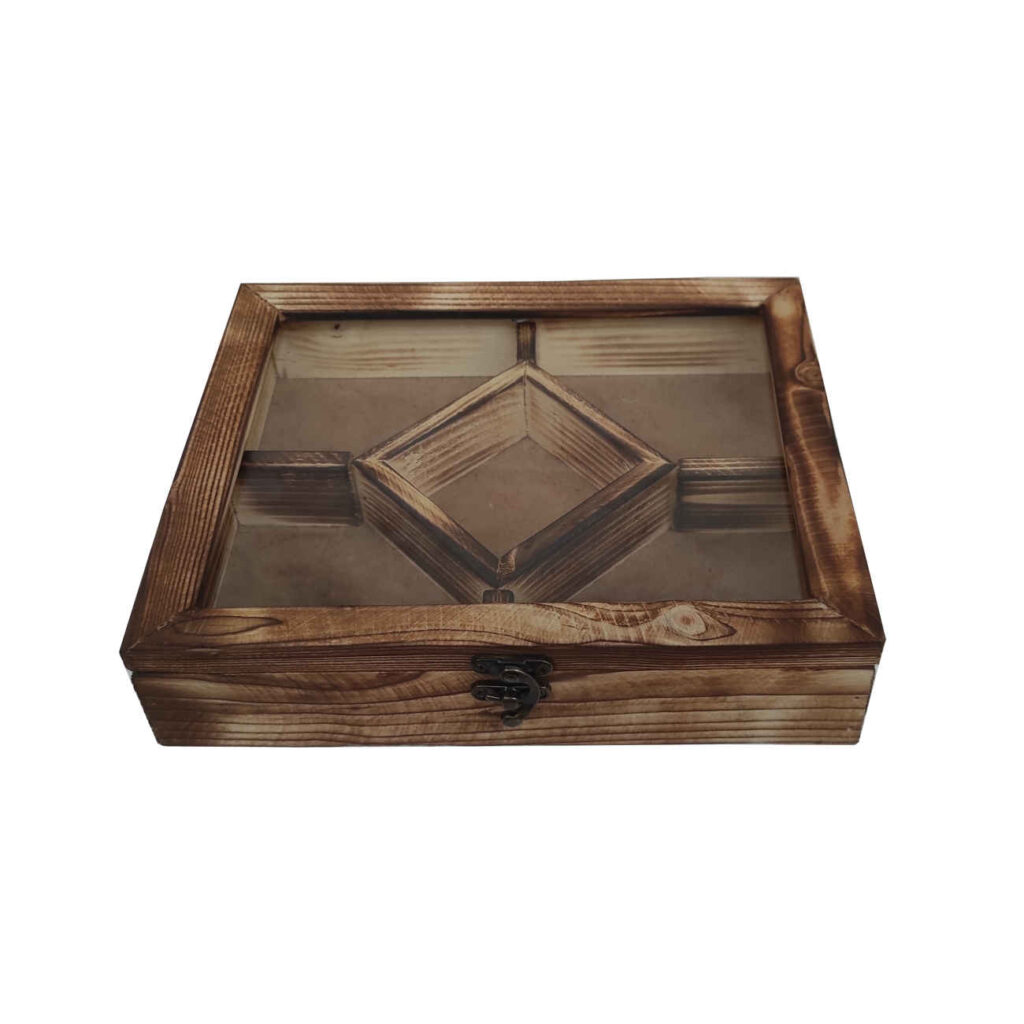 Boîte organisatrice en bois pour sachets de thé avec design classique