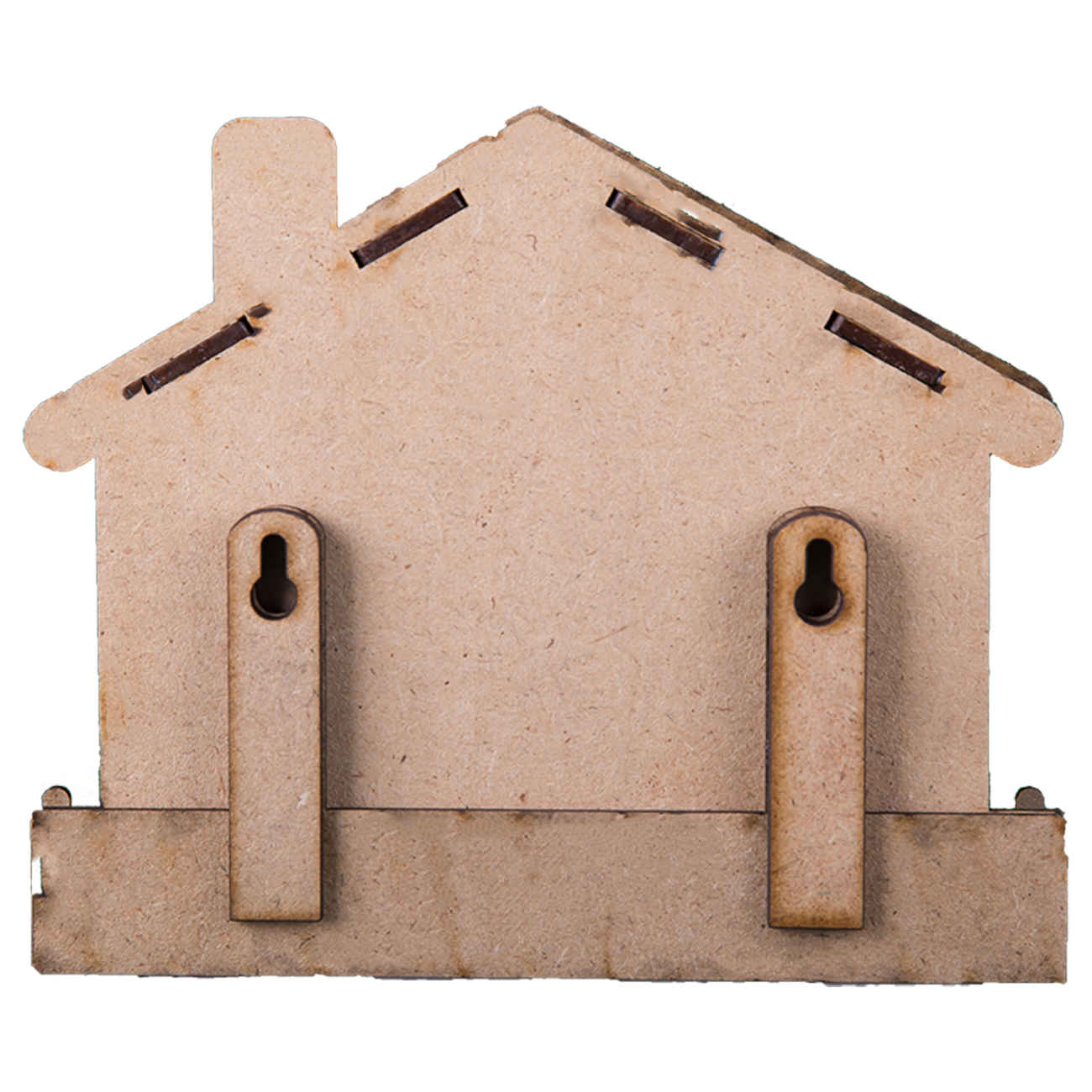 Porte-clés mural en bois avec design de hutte & 4 crochets