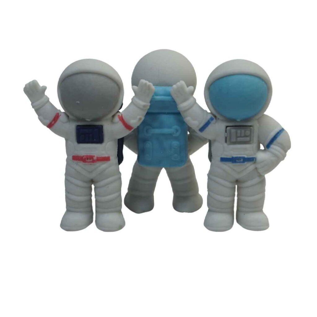 Set de 3 gommes astronaute – Lancez-vous dans l’aventure avec des merveilles galactiques
