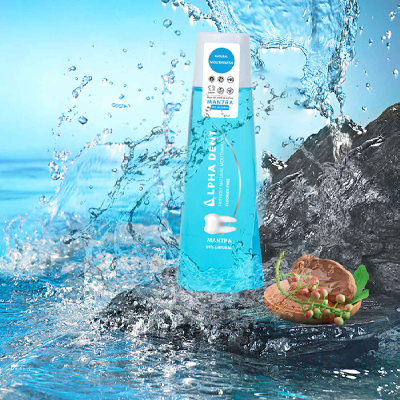 Bain de bouche naturel AlphaDent sans alcool et sans fluor – Mantra (x2)