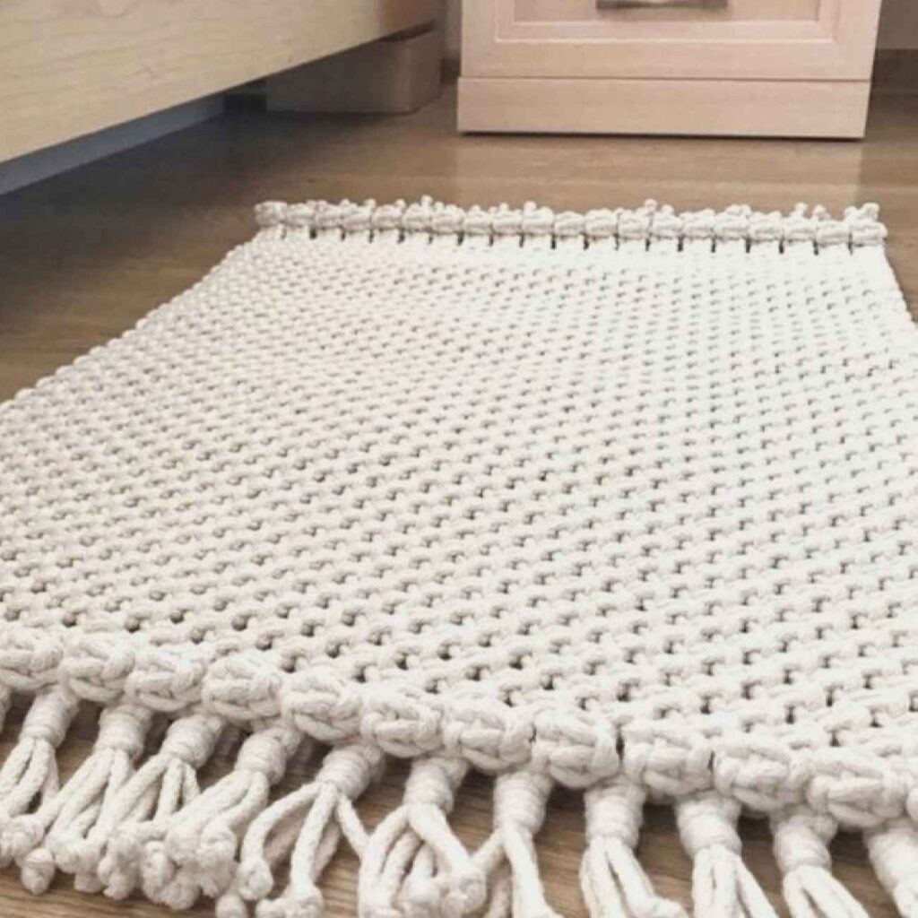 Tapis de sol macramé tissé à la main de style artisanal persan