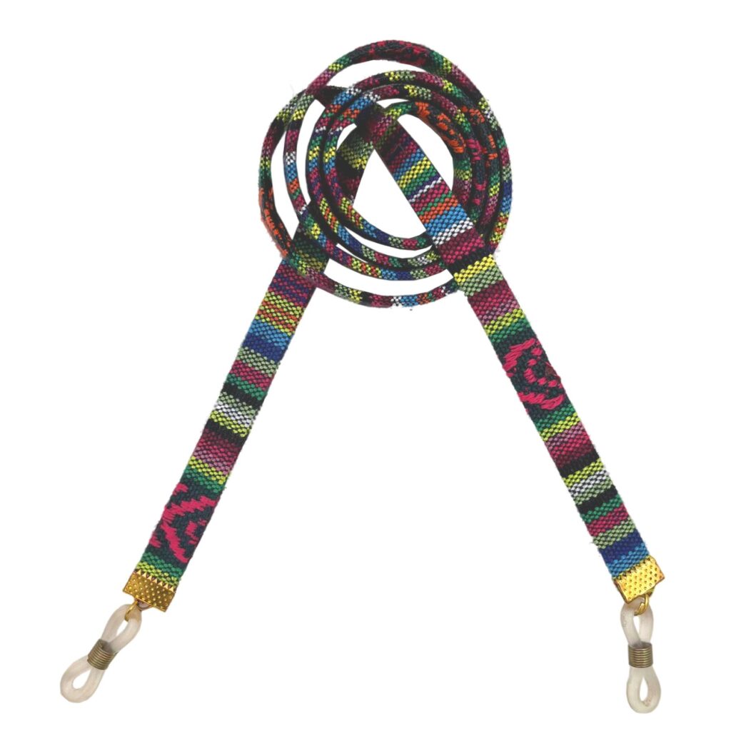 Sangle de lunettes artisanale avec design rayé