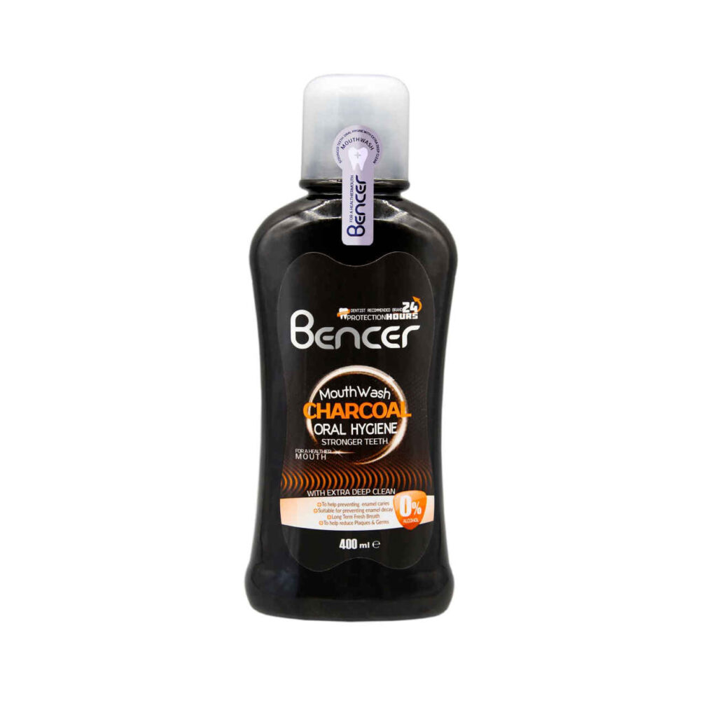 Bencer Charcoal Alcohol-Free Mouthwash -  Advanced Whitening - 400 ml ( Pack of 2 )