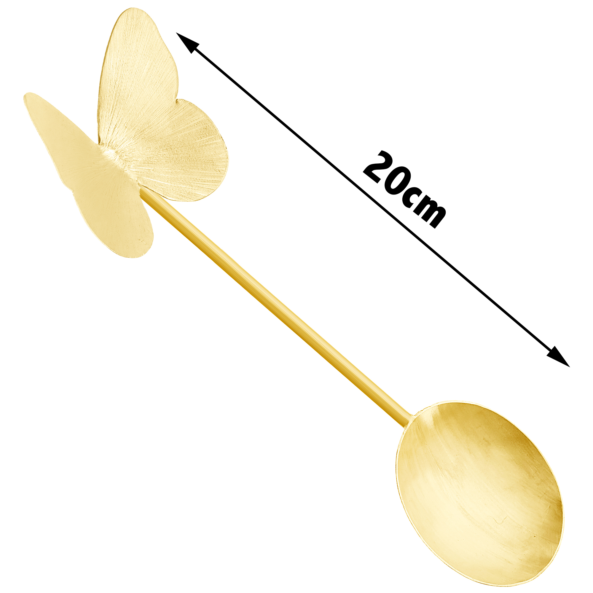 Cuillère de service à noix en laiton motif papillon dorée