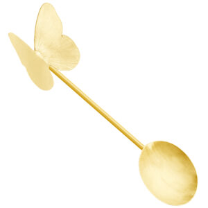 Cuillère de service à noix en laiton motif papillon dorée