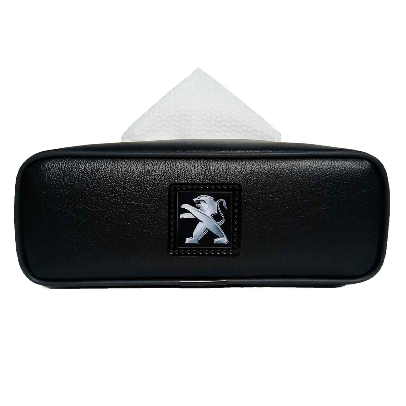 Boîte à mouchoirs pour voiture en cuir synthétique de qualité supérieure, fixation siège arrière – avec emblème Peugeot