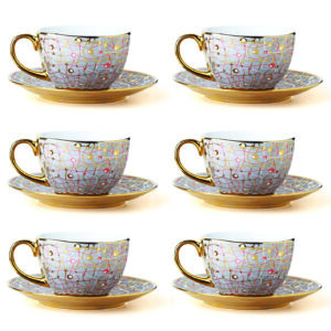 Service à thé artistique en porcelaine classique avec détails dorés – Expérience de dégustation sophistiquée et élégante