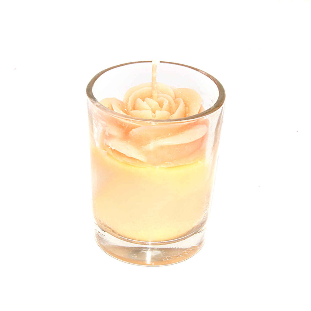 Bougie décorative en pot avec design rose