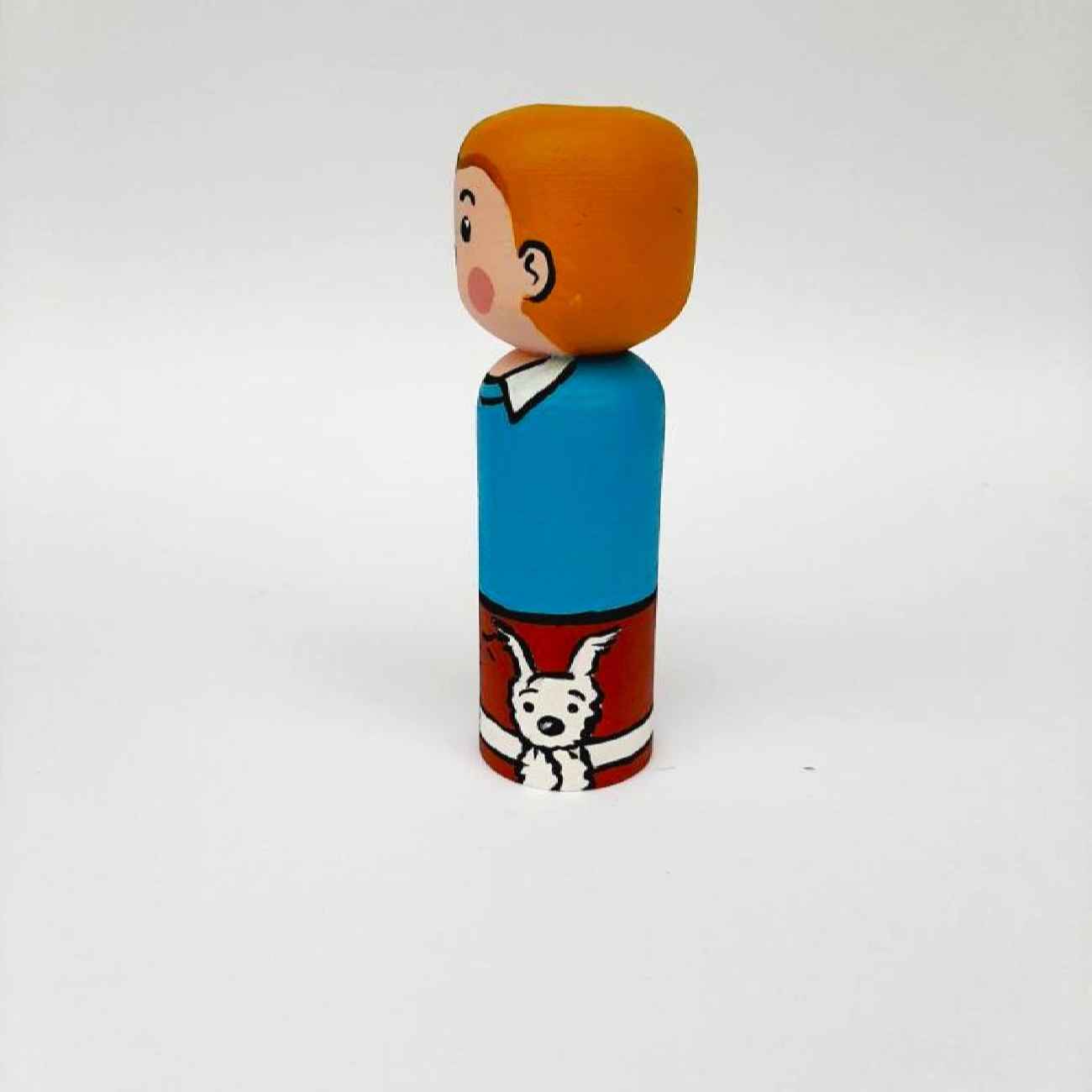 Poupée Pég en Bois Décorative : Modèle Tintin & Milou