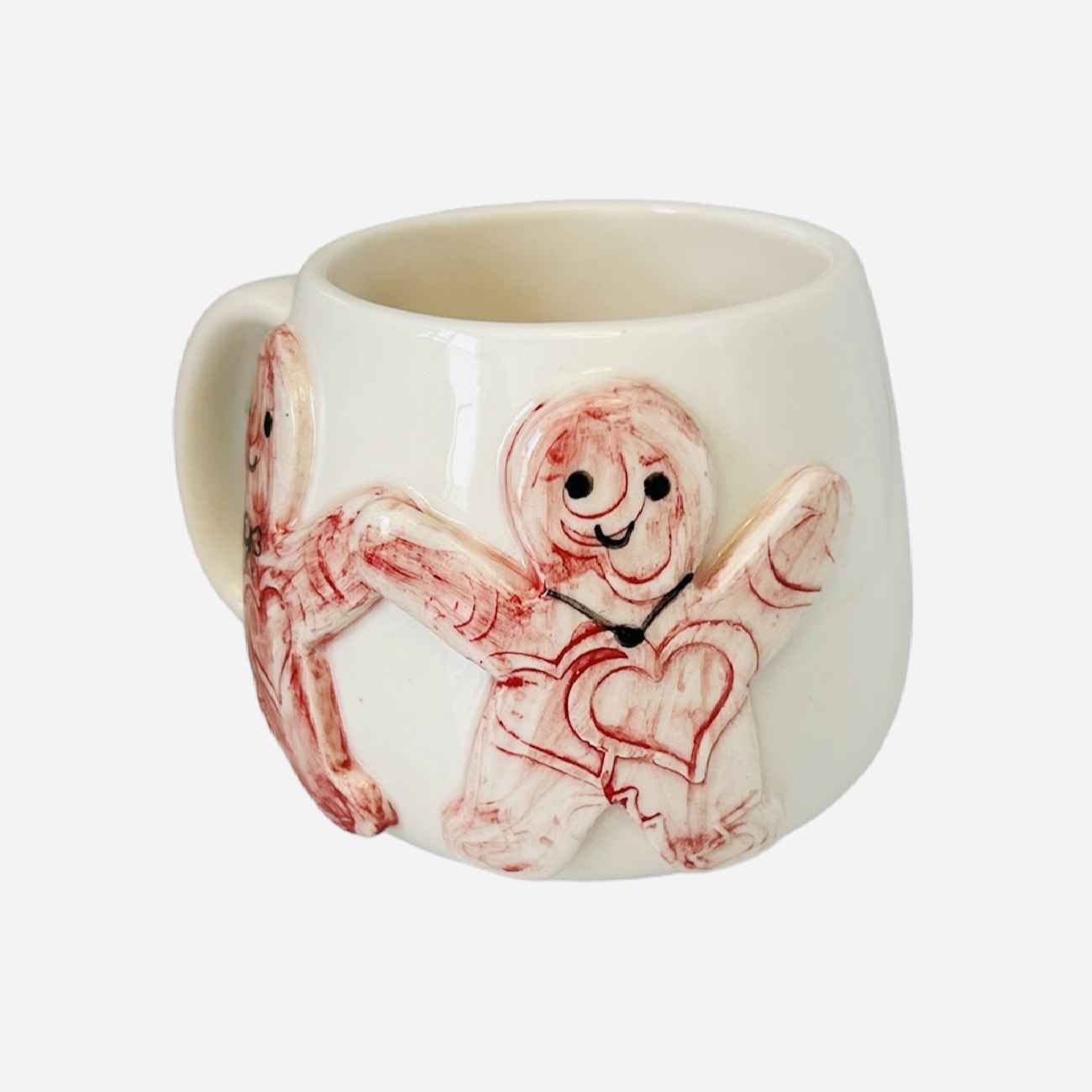 Tasse en céramique artistique – Design élégant pain d’épice en blanc