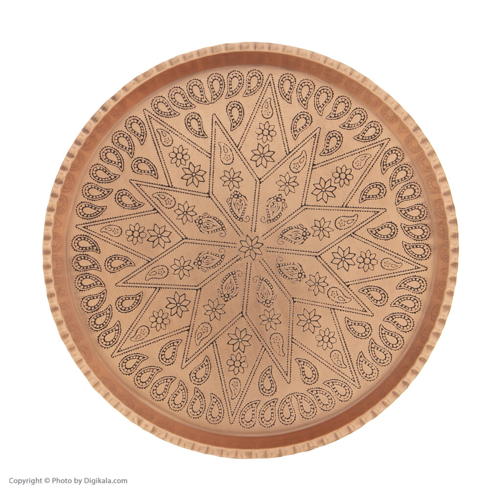 Plat de Service Persan en Cuivre Adapté au Service du Thé