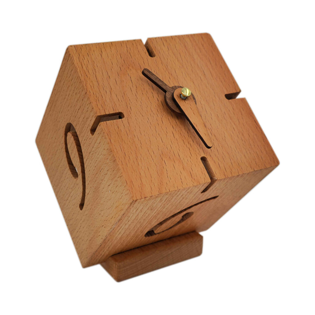 Horloge de Bureau Artisanale en Bois - Design Minimaliste
