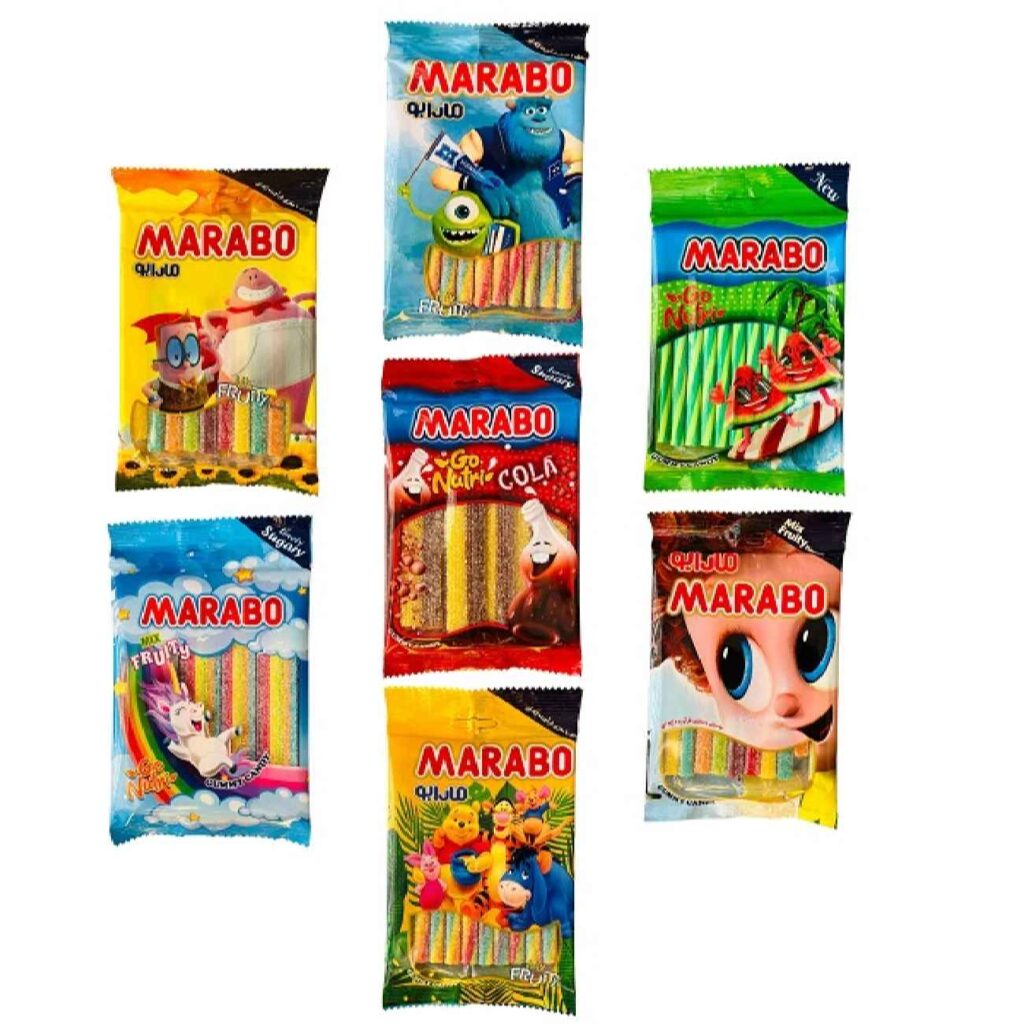 Bonbons gélifiés halal - Saveur sucrée mélangée - Marabo (Paquet de 7)
