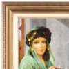 Tapis persan figuratif noué à la main de Tabriz représentant une femme kurde