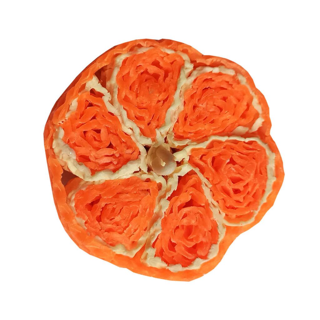 Bougie naturelle en cire d'abeille faite à la main avec design orange