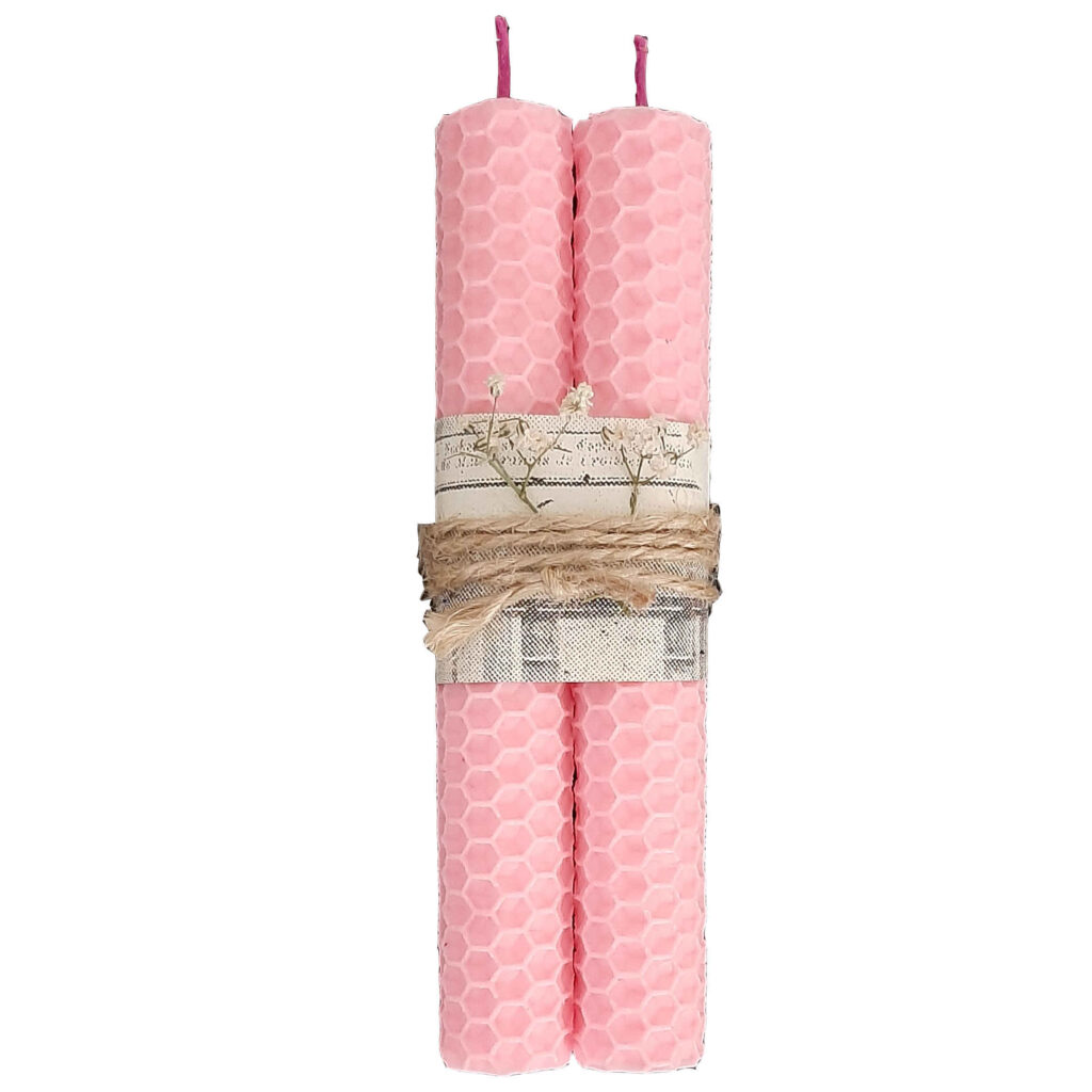 Bougie pilier en cire d'abeille naturelle faite à la main, ensemble de 2