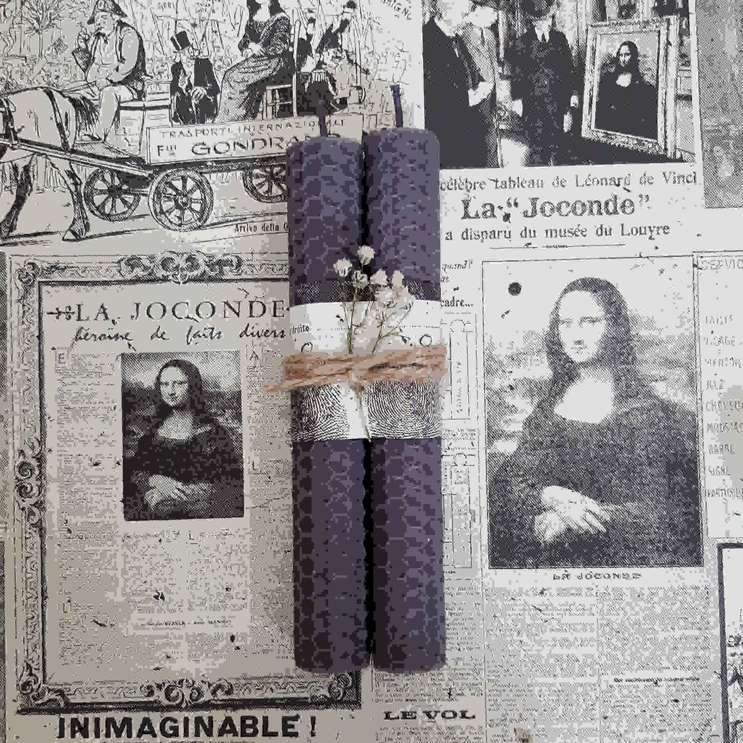 Bougie pilier en cire d’abeille naturelle faite à la main, ensemble de 2