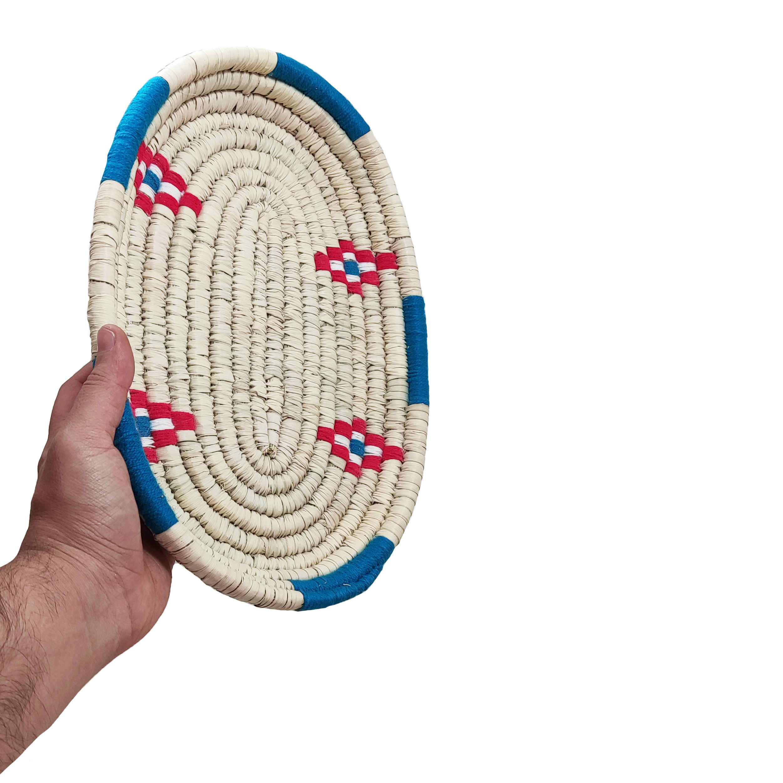 Panier de rangement tissé à la main avec design bateau en crème