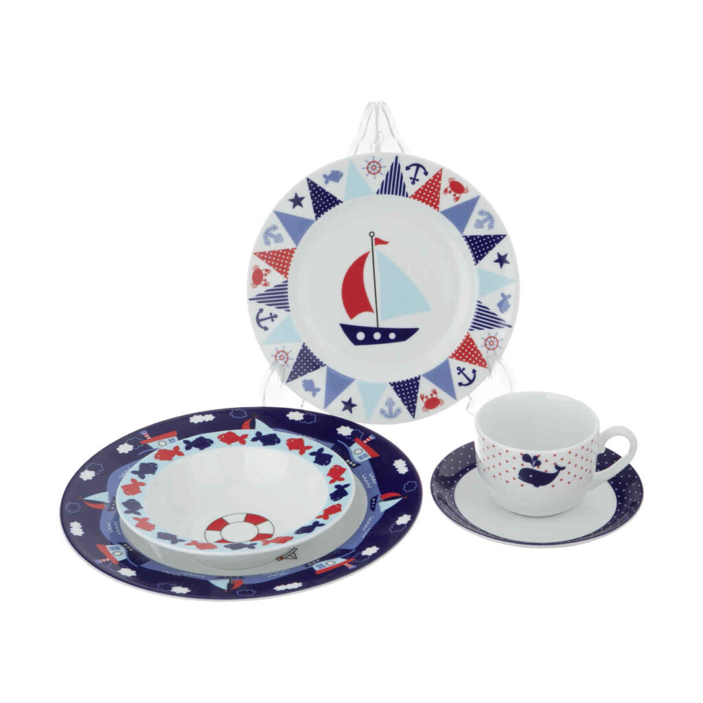Service de repas iranien en céramique par Zarin Iran 5 pièces pour enfant - Design Bateau