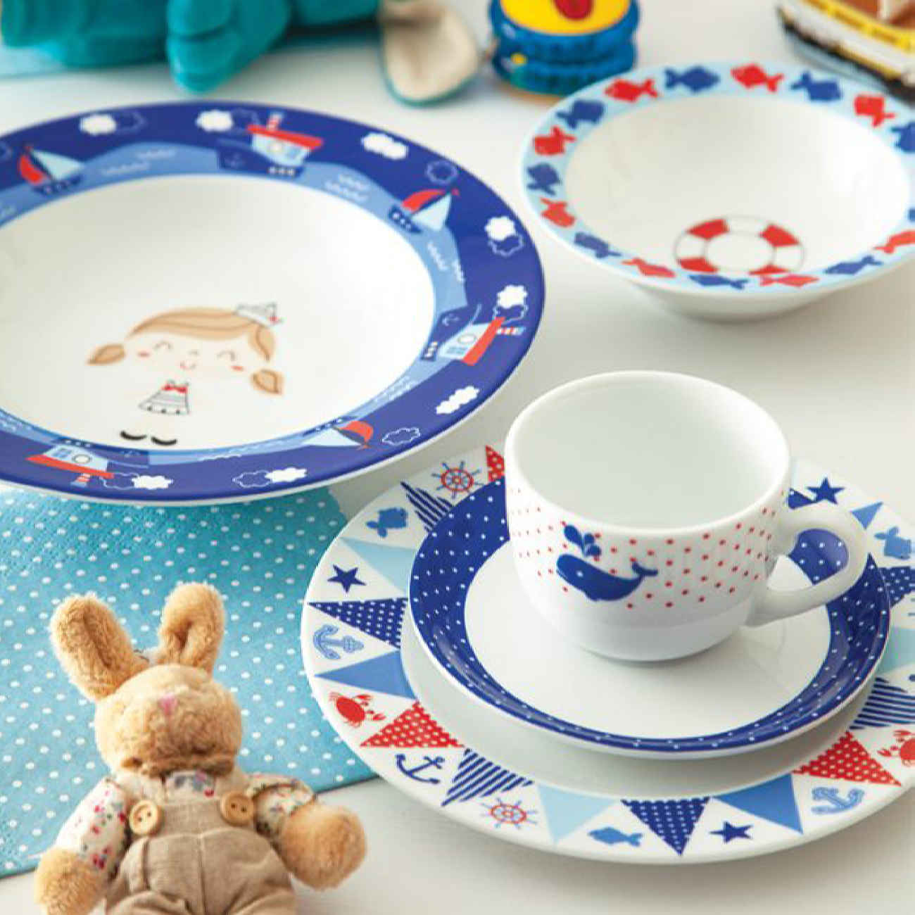Service de repas iranien en céramique par Zarin Iran 5 pièces pour enfant – Design Bateau