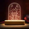 Lampe de chevet LED 3D Islamique Fontaine d'eau du Saint Sanctuaire avec base en bois