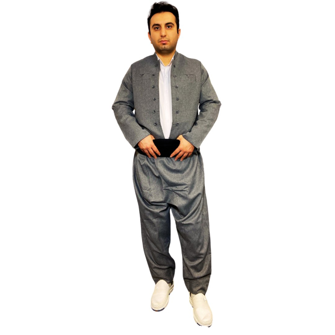 Vêtements Kurdes pour Hommes avec Gilet & Pishtwen - Maleki Gris