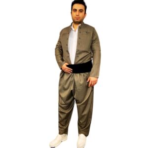 Vêtements Kurdes avec Pishtwen Rayé pour Hommes – BronzeKun Striped for Man – Bronze